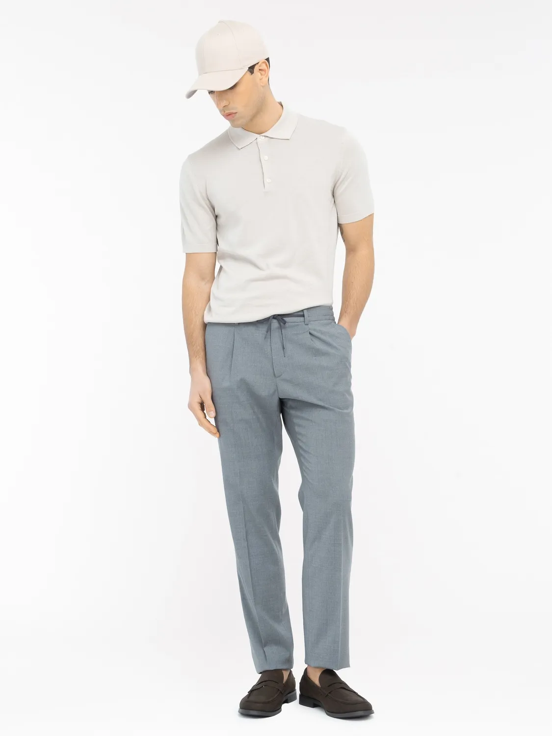 Paoloni Pantalone Jogging Fresco Lana Stretch Grigio