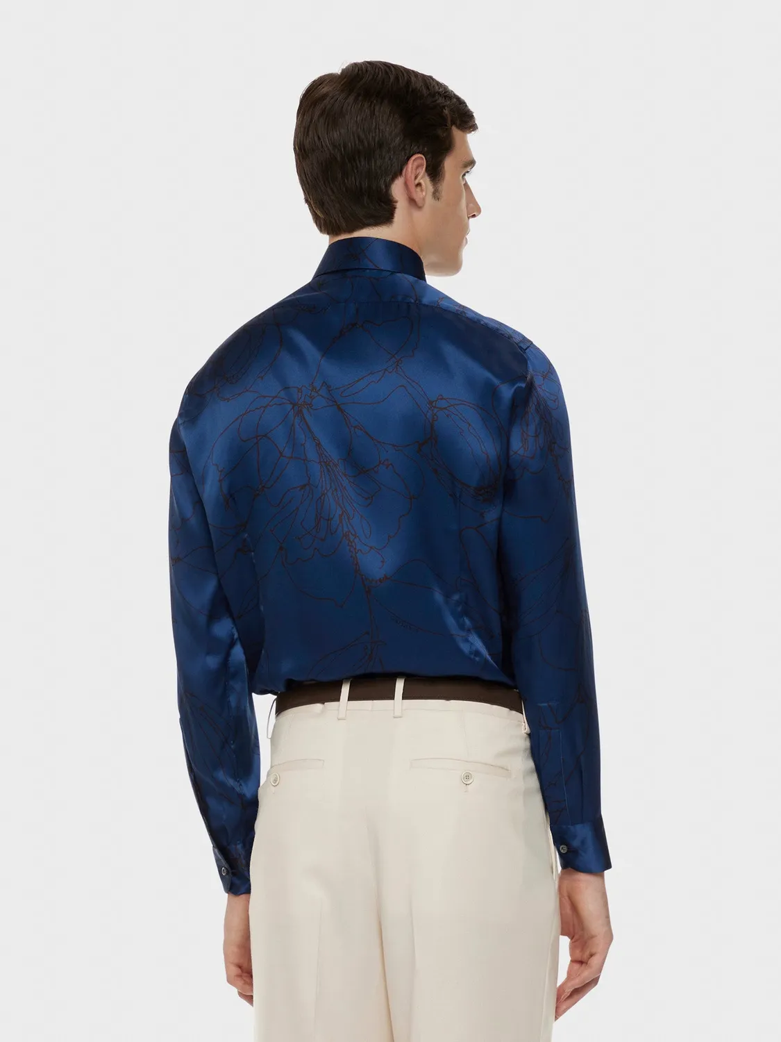 Caruso camicia seta floreale blu