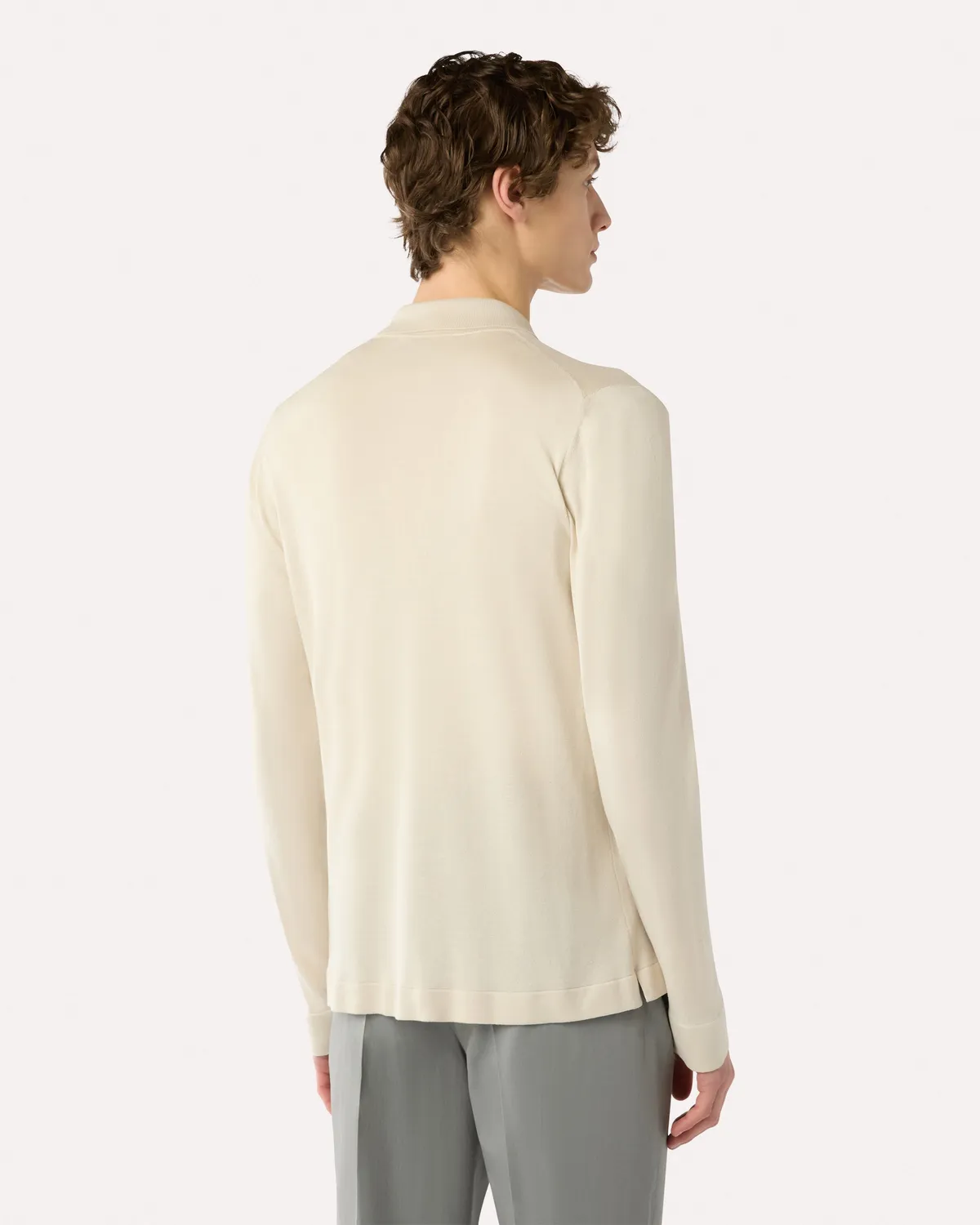 Lardini Camicia Maglia Seta Panna Manica Lunga
