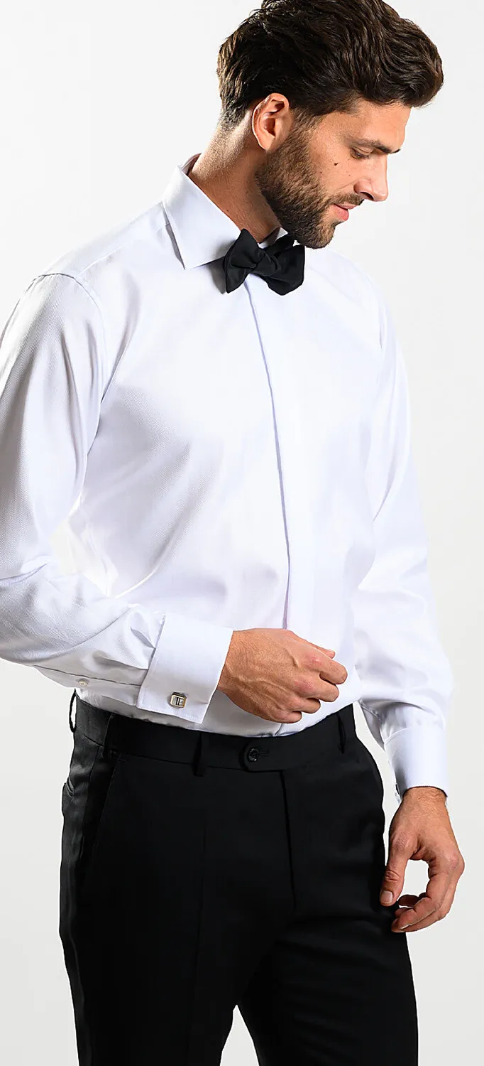 Alain Delon White Slim Fit camicia bianca formale gemelli
