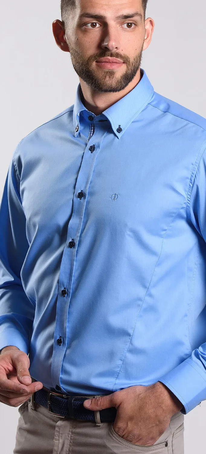 Alain Delon Extra Slim Fit camicia azzurra cotone