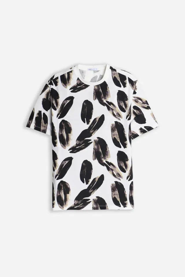 Sonny Bono Fantasia F T-Shirt Girocollo Panna 100% Cotone