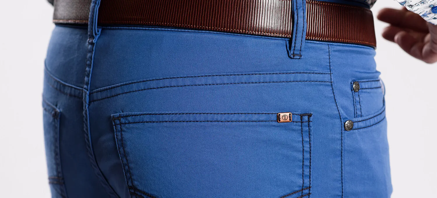Alain Delon pantaloni casual blu slim fit cotone elasticizzato