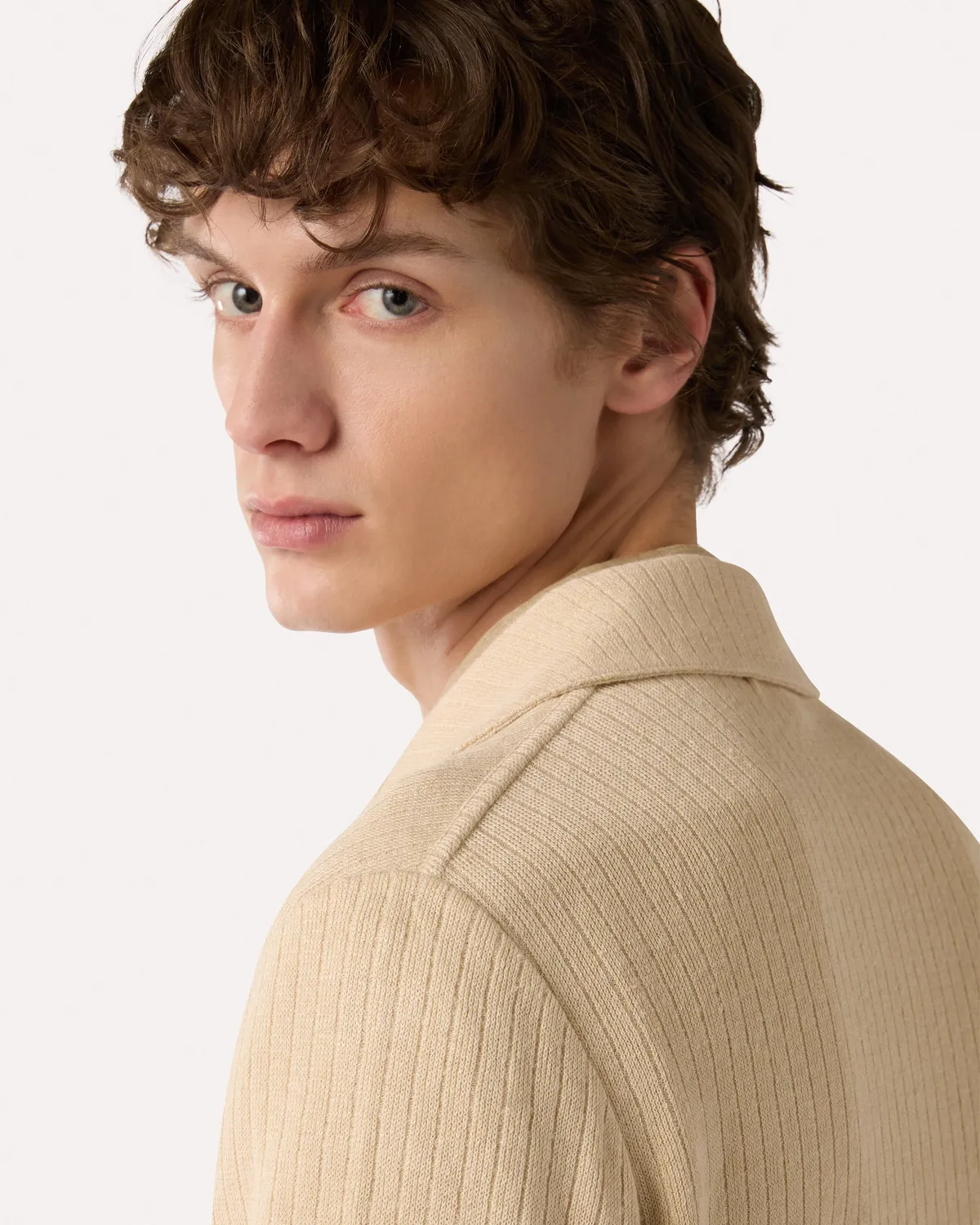 Lardini giacca maglia lino cotone panna 2 bottoni