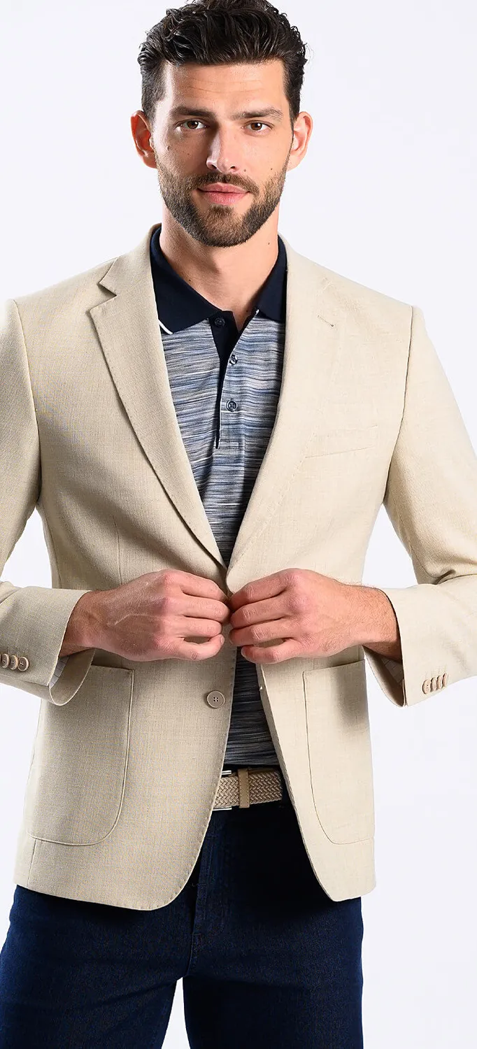 Alain Delon Blazer Beige in Lino Misto Lana Estivo