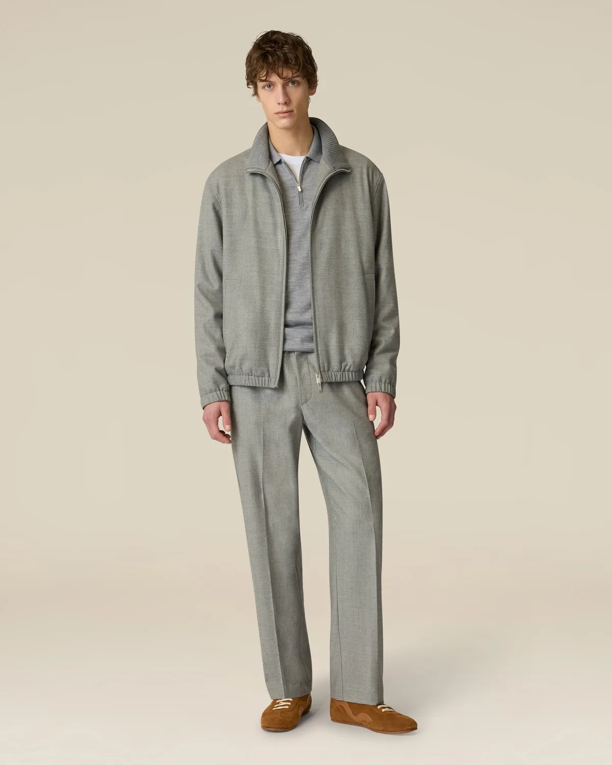 Lardini Pantalone Flanella Cashmere Grigio Senza Pieghe