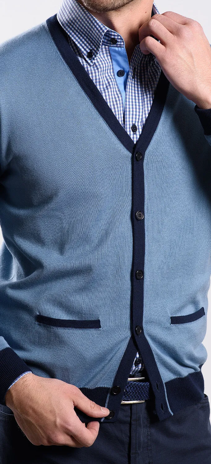 Alain Delon maglione azzurro cotone taglia M