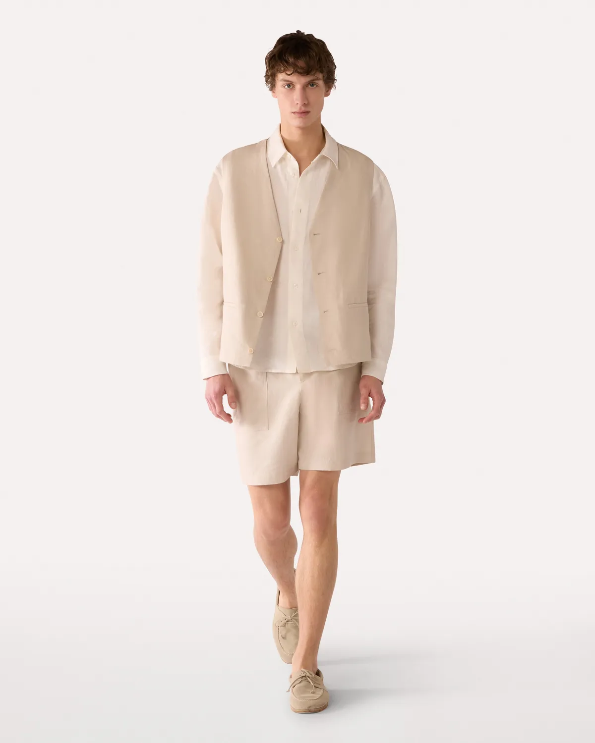 Lardini Capsule bermuda lino panna vita regolare