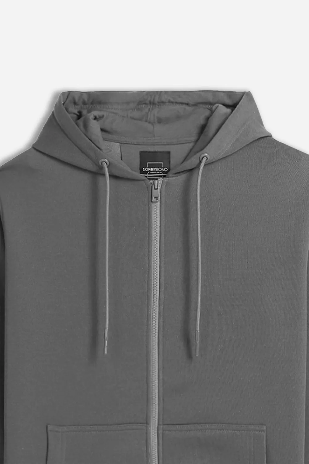 Sonny Bono felpa full zip cappuccio basic grigio scuro