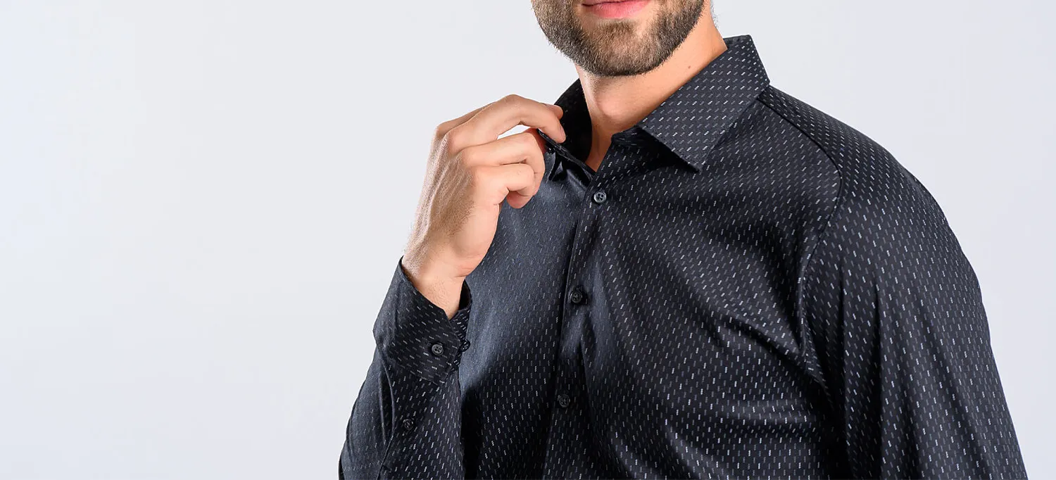 Alain Delon Extra Slim Fit camicia nera fantasia