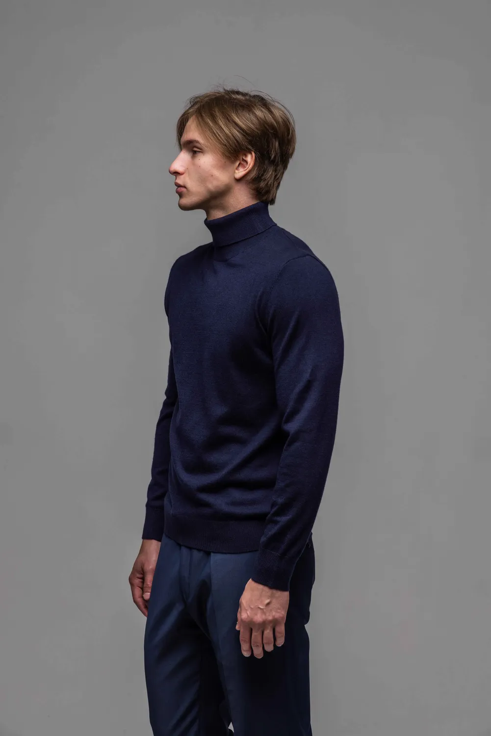 Alain Delon dolcevita uomo blu navy in maglia