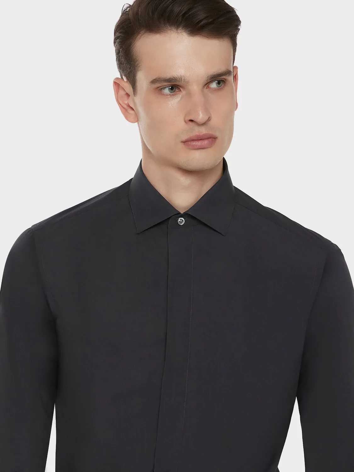 Caruso camicia slim cotone grigio antracite