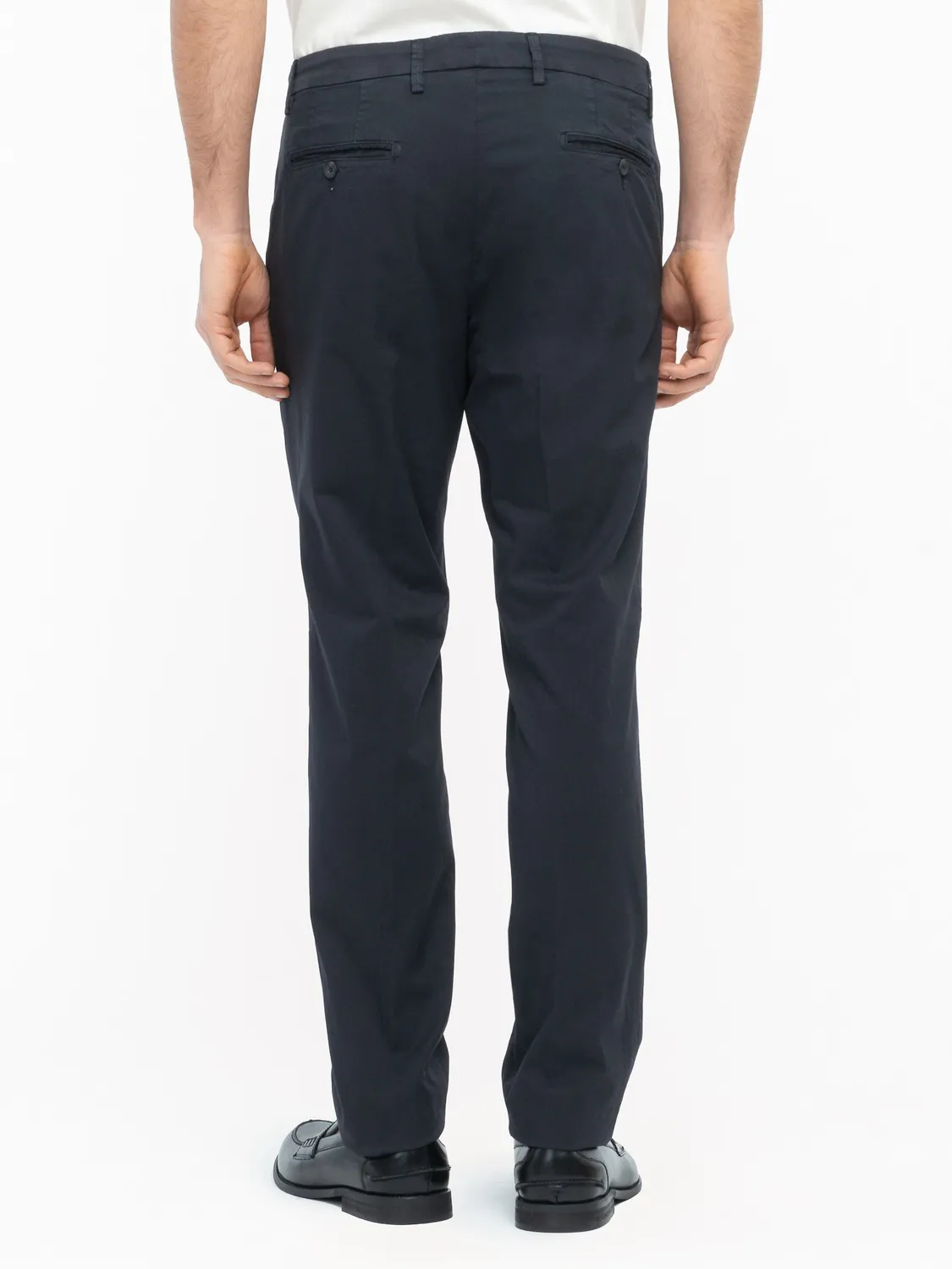 Paoloni Pantalone slim gabardina cotone stretch blu