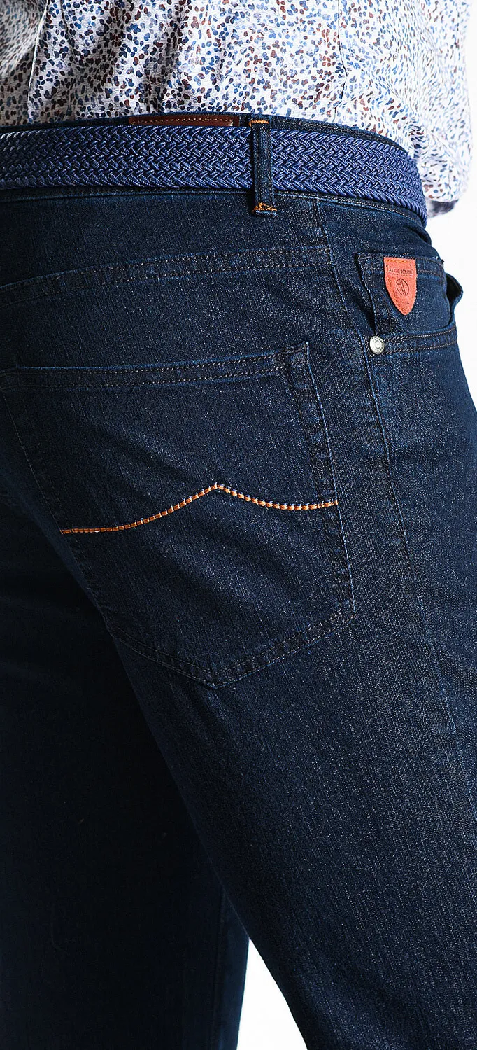 Alain Delon jeans slim blu scuro denim elasticizzato