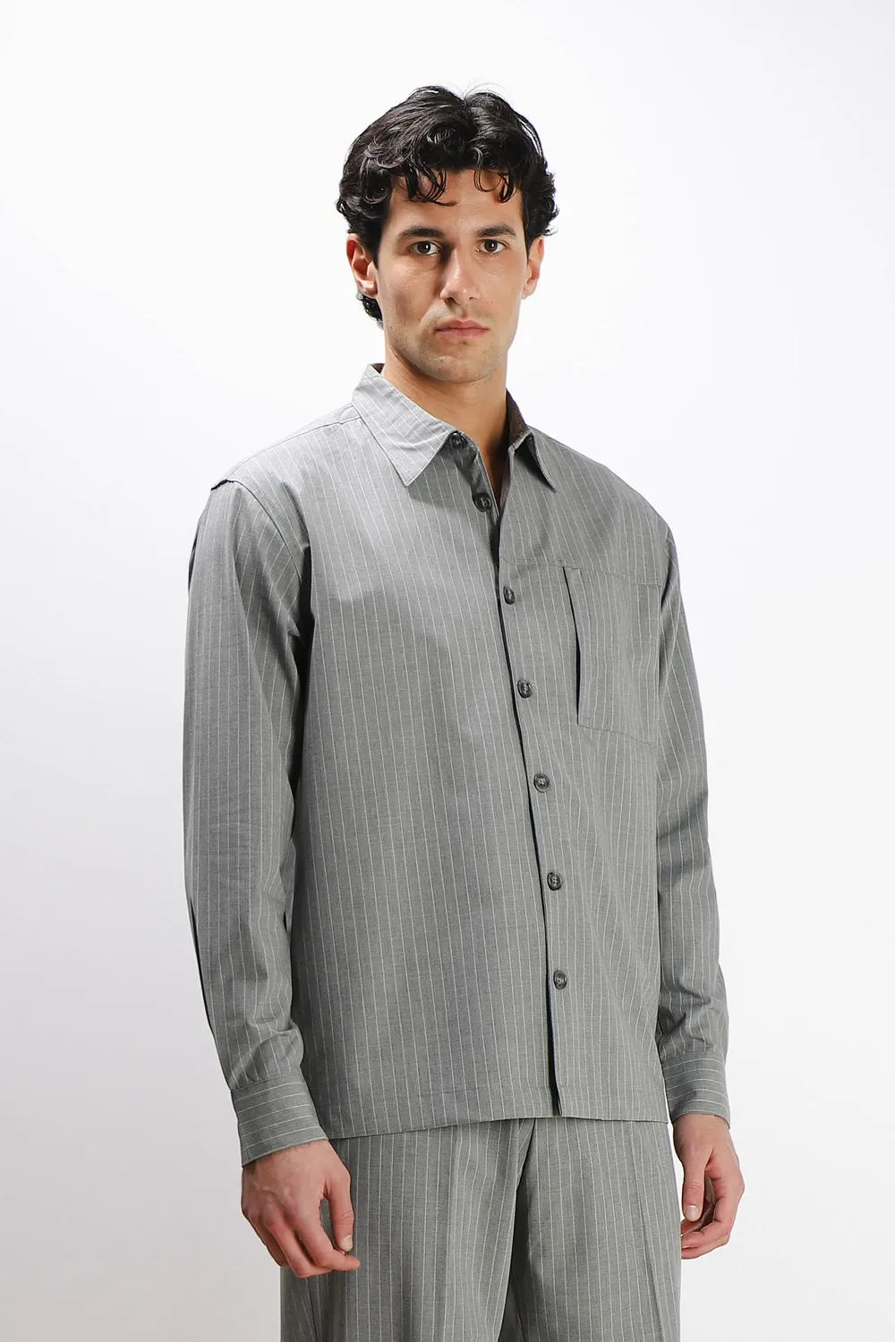 Sonny Bono Overshirt Righe Grigio Bottoni Smart
