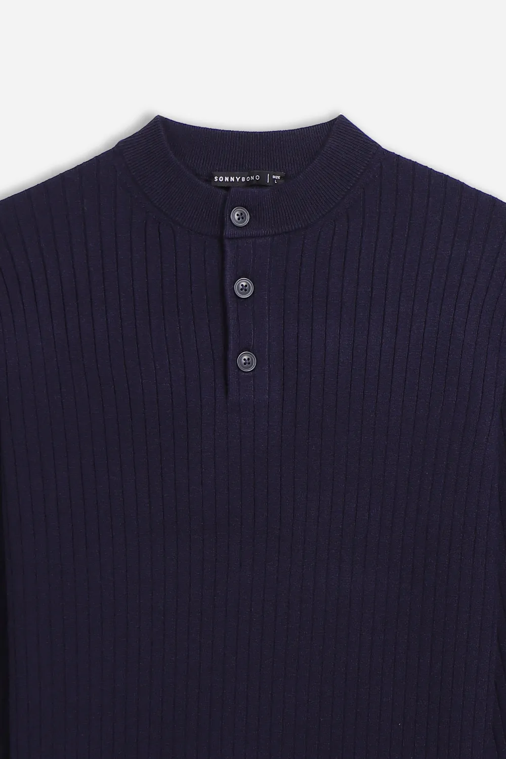 Sonny Bono Serafino maglia a coste bleu scollo bottoni