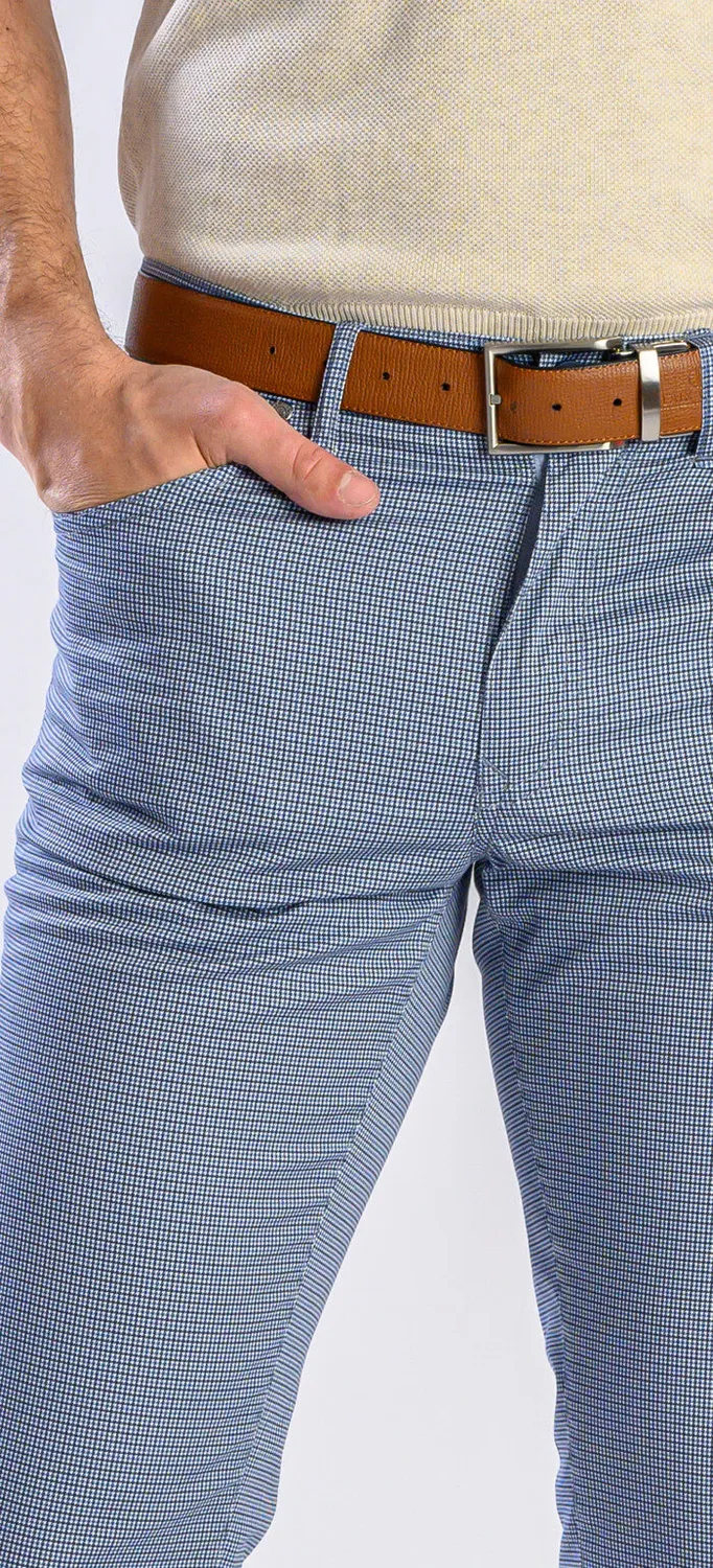 Alain Delon pantaloni slim fit blu grigio cotone