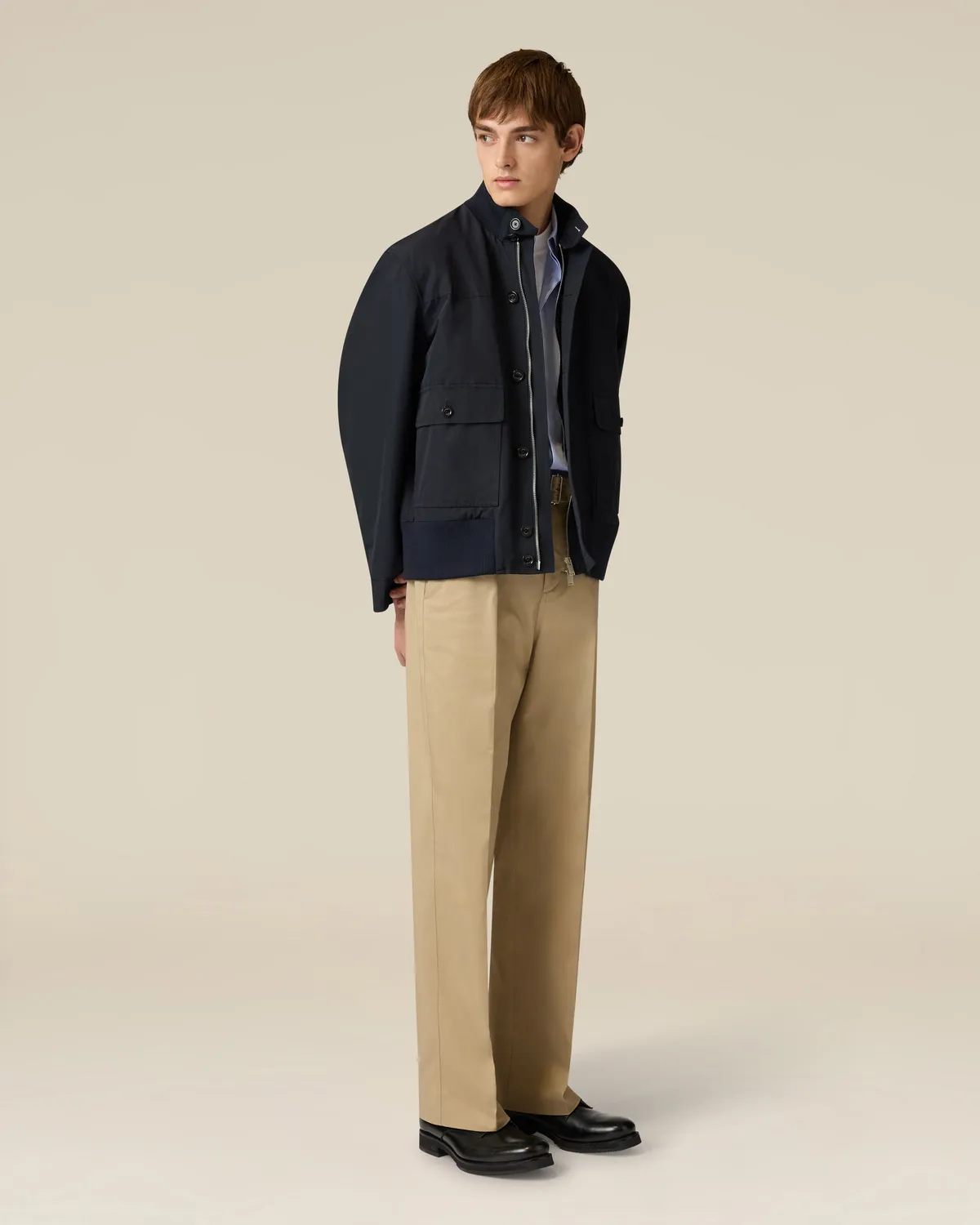 Lardini Giubbino nylon blu imbottito antipioggia collo maglia