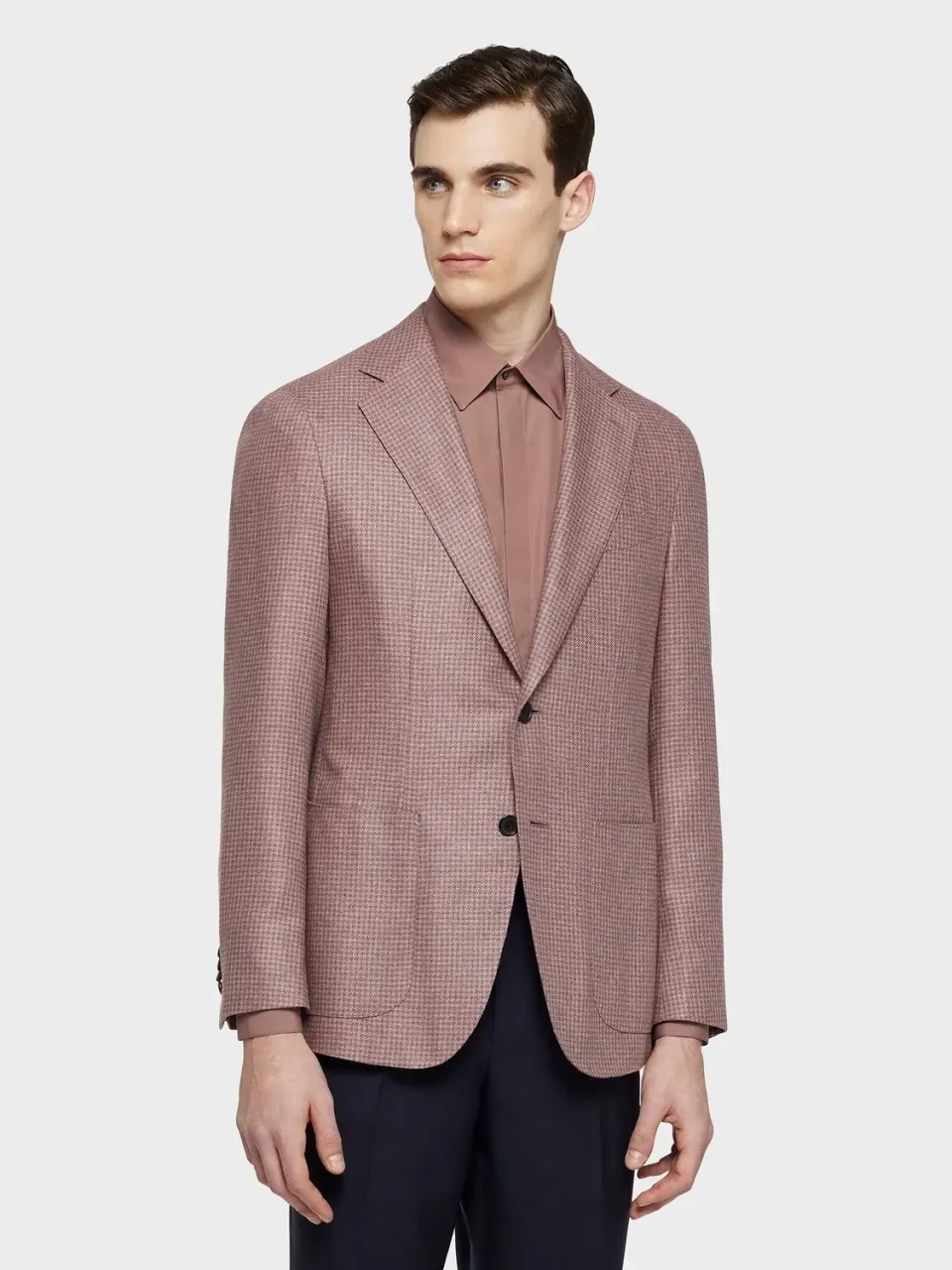 Caruso Aida giacca seta rosa pied-de-poule