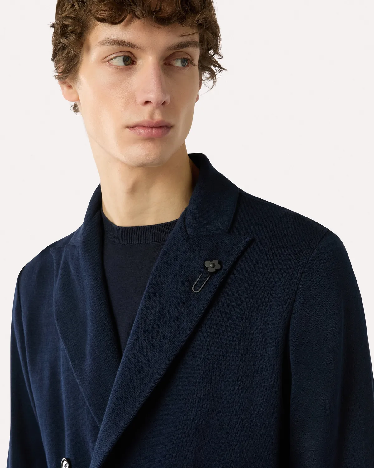 Lardini Giacca doppiopetto blu maglia cotone 6 bottoni
