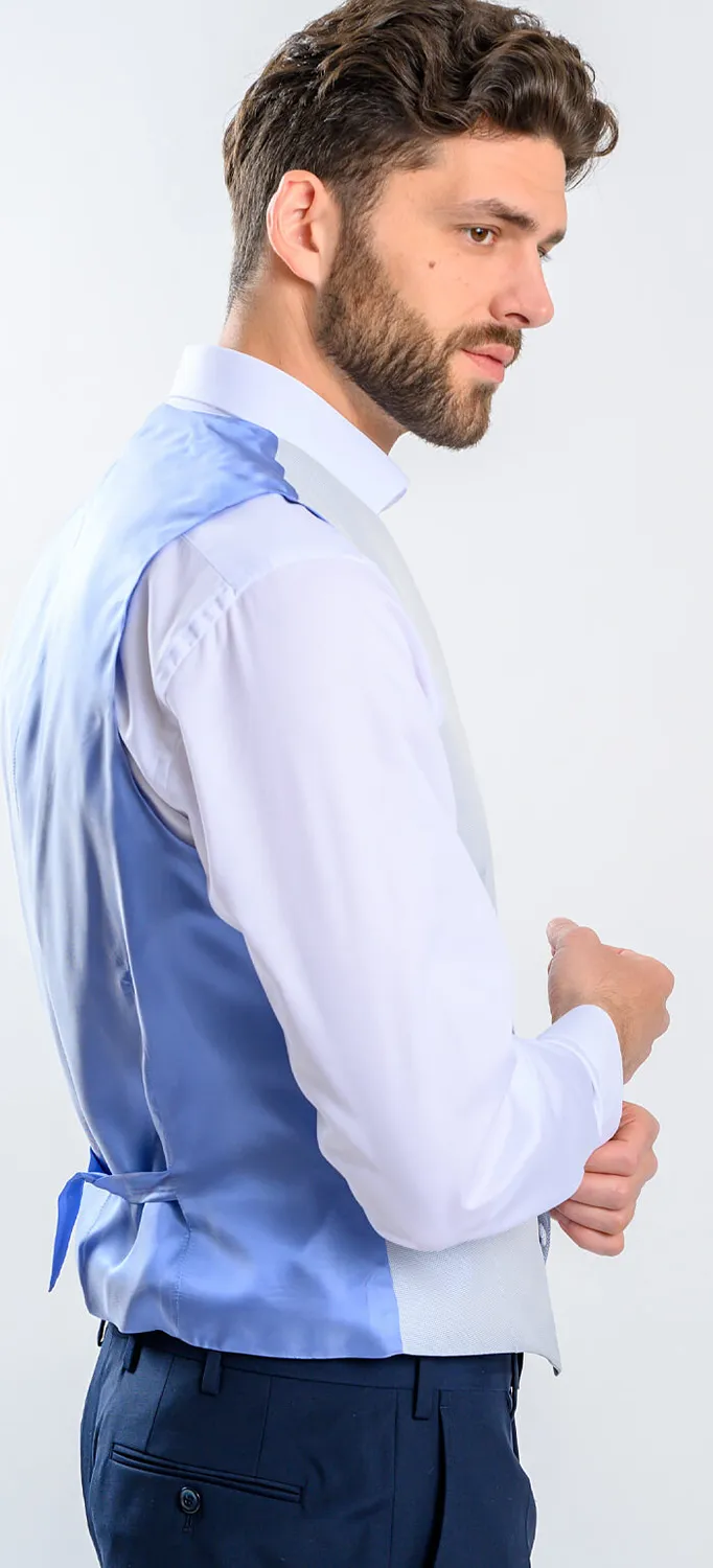 Alain Delon Gilet Azzurro Slim Fit da Cerimonia