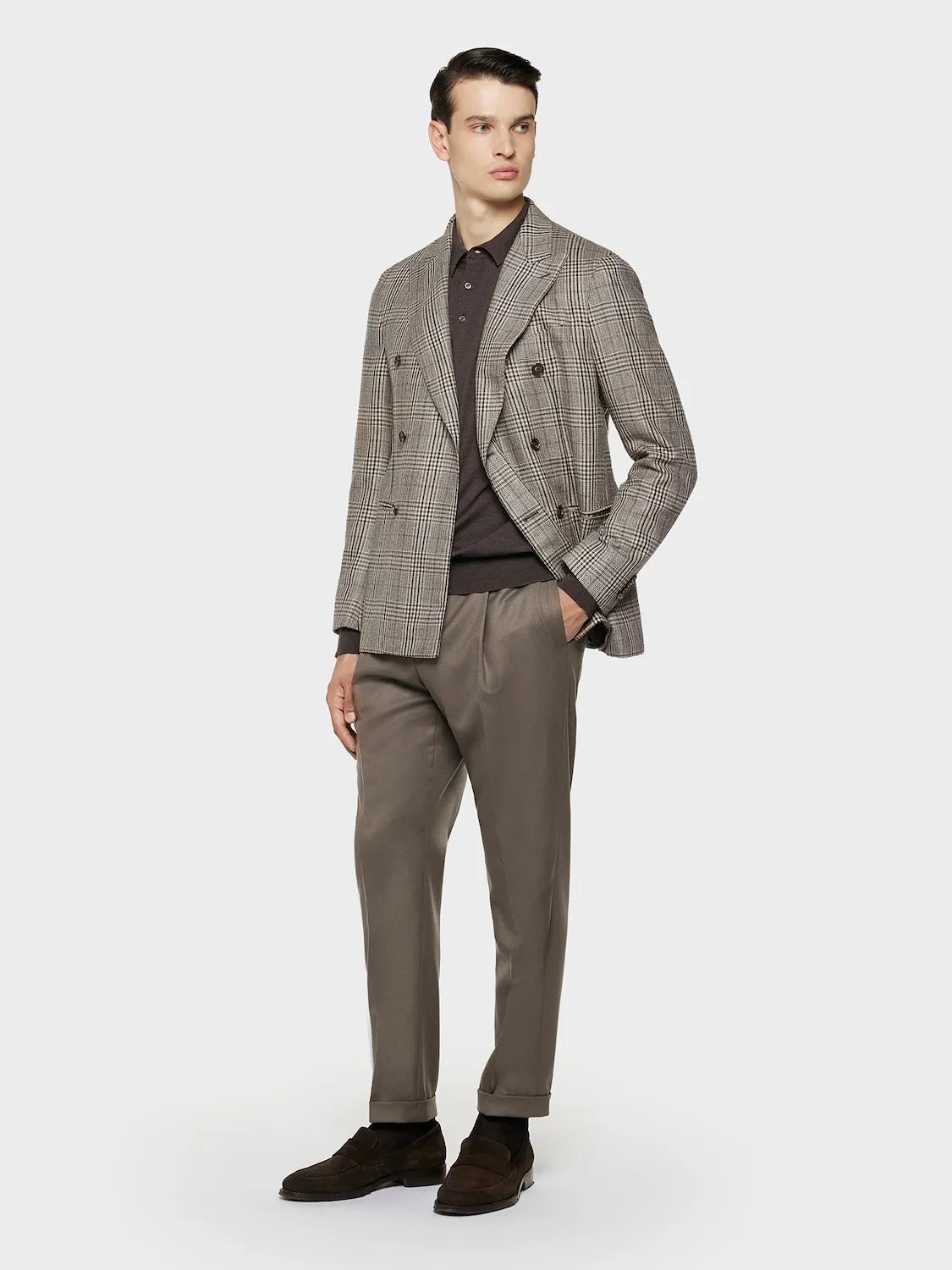 Caruso Polo Maniche Lunghe Lana Seta Cashmere Marrone
