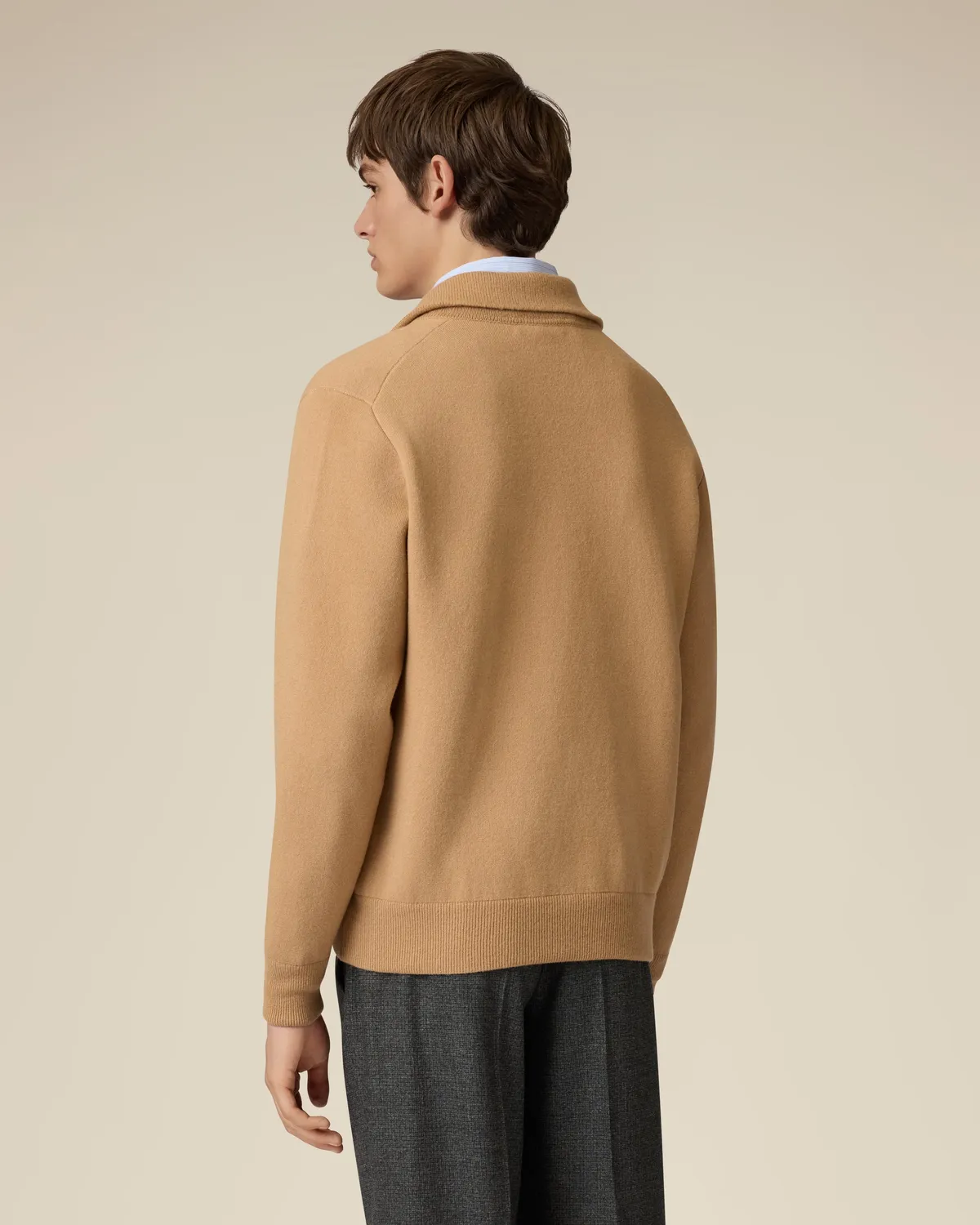 Lardini Bomber Beige Panna in Maglia Lana Nylon