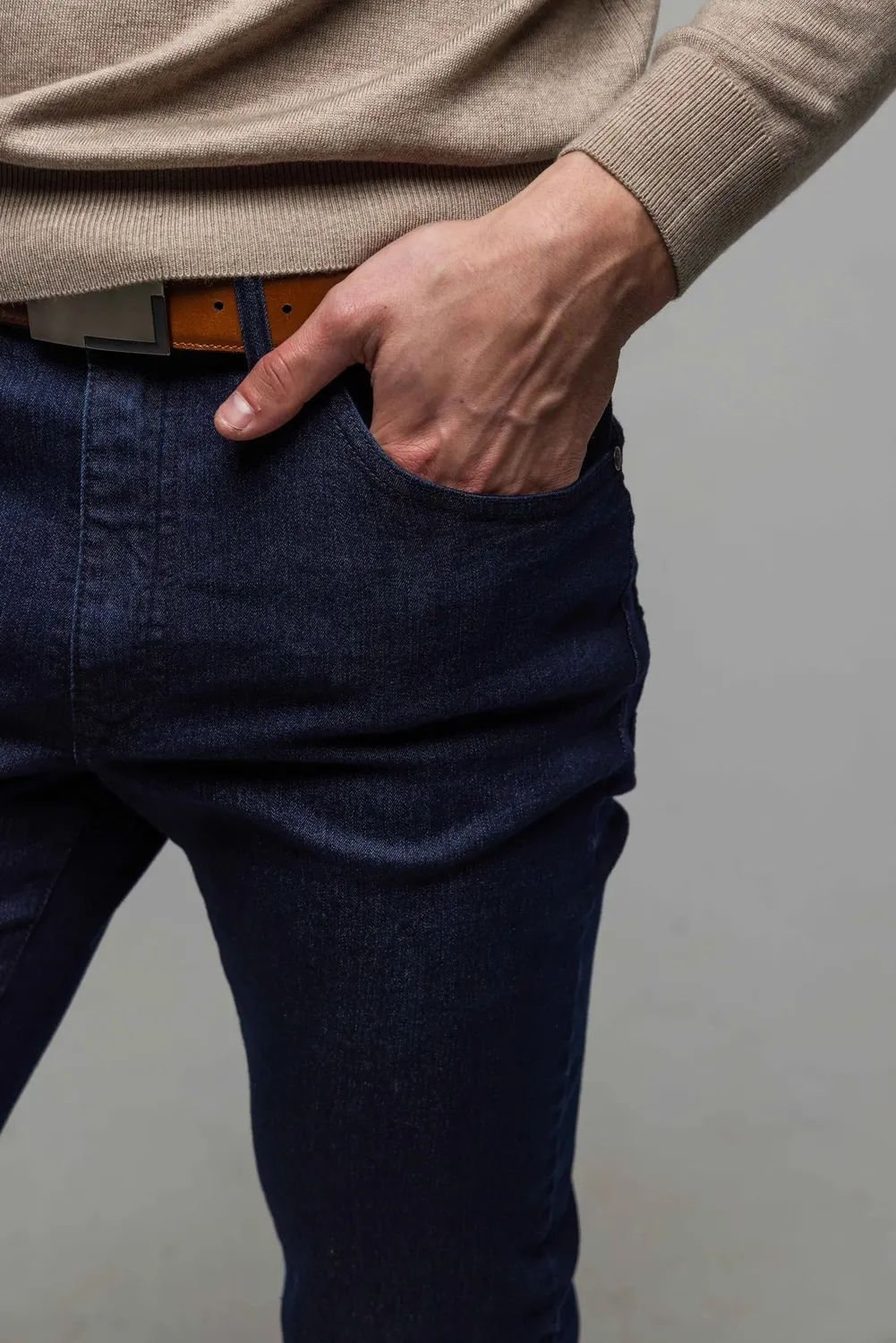 Alain Delon jeans blu classici cotone elasticizzato