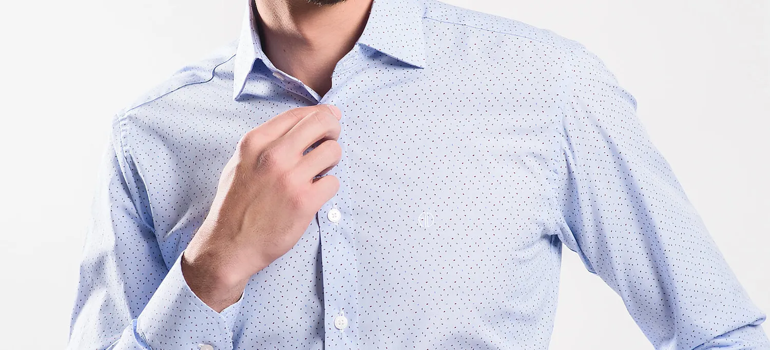 Alain Delon camicia Classic Fit azzurra pois collo 45