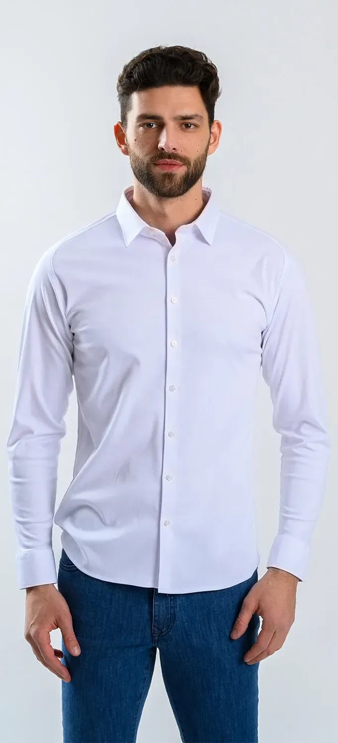 Alain Delon camicia bianca Extra Slim Fit stretch no-stiro
