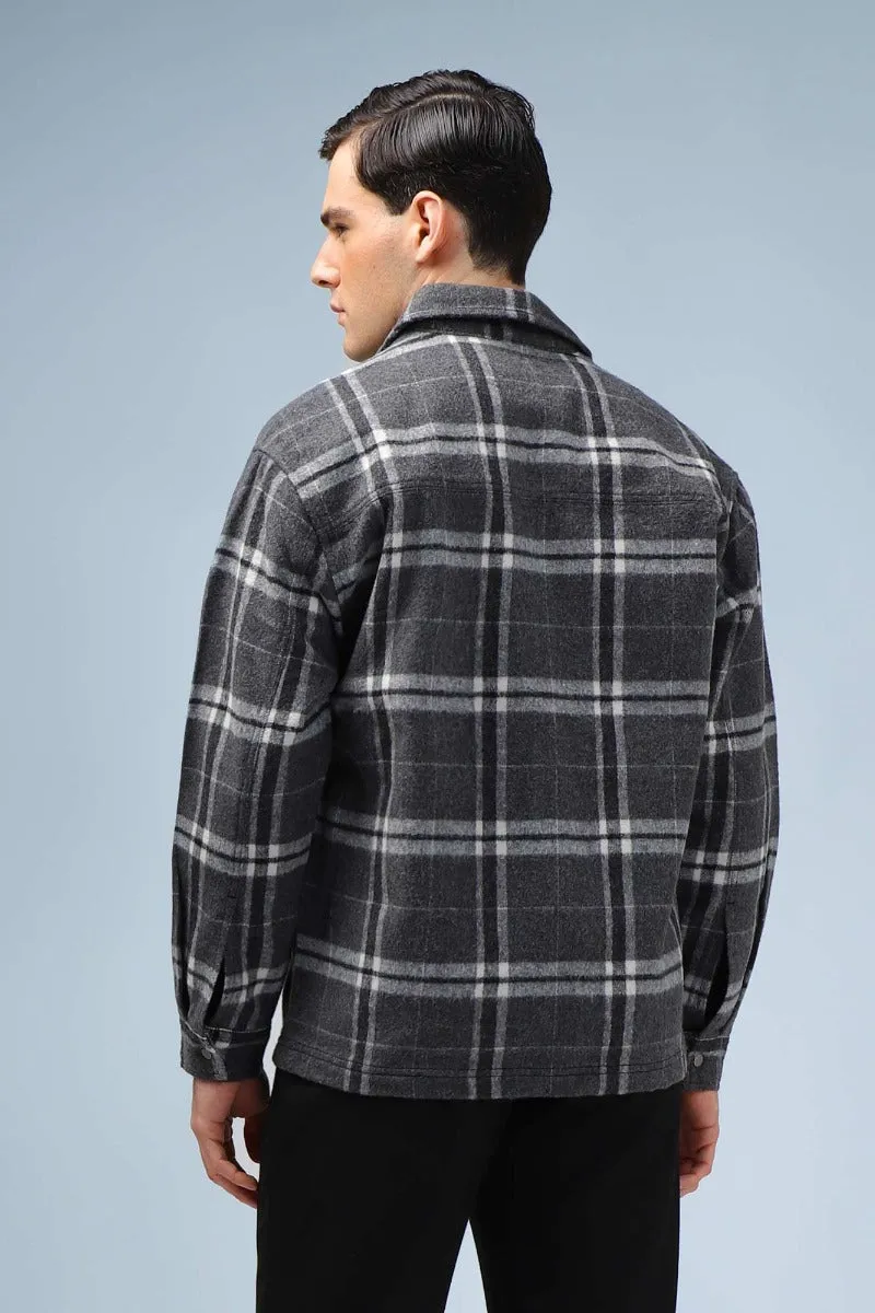 Sonny Bono Giubbotto Overshirt a Quadri Grigio