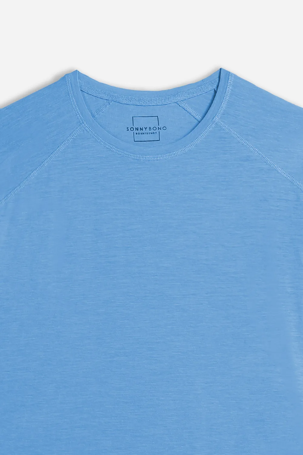 Sonny Bono Basic T-Shirt Azzurro Girocollo Slub Cotone