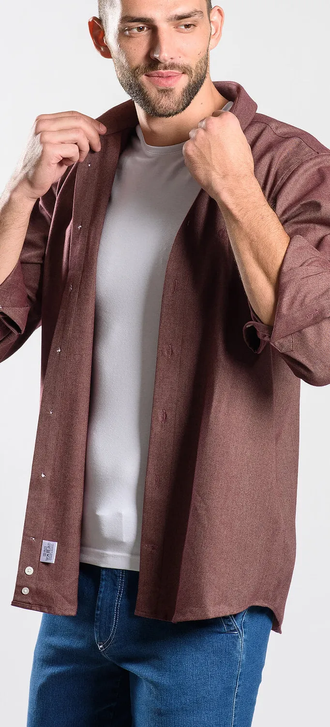 Alain Delon camicia flanella bordeaux slim 40