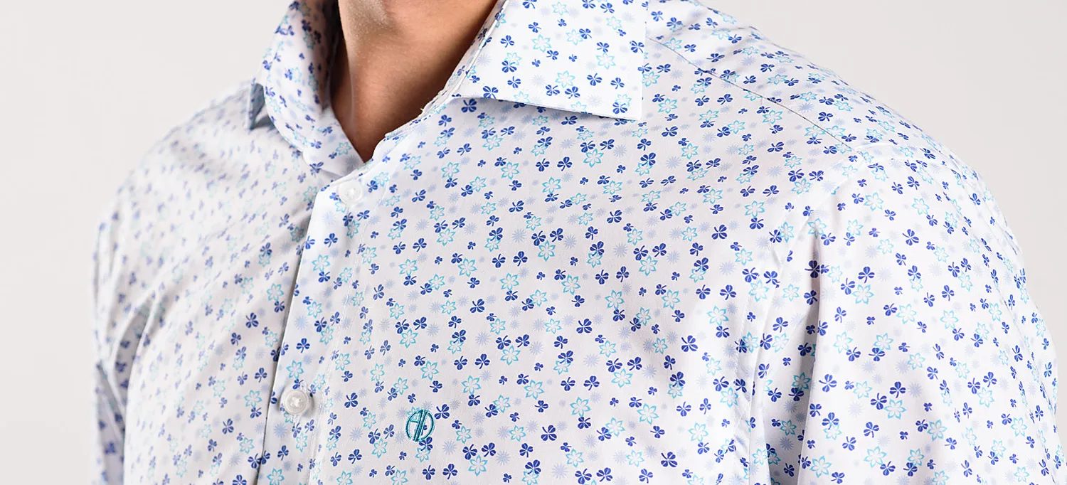 Alain Delon Camicia Bianca Fantasia Blu Extra Slim Fit