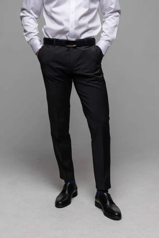 Alain Delon Basic pantaloni da abito nero slim fit