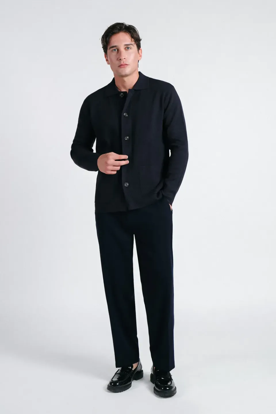 Sonny Bono Punto Milano overshirt maglia bleu leggera