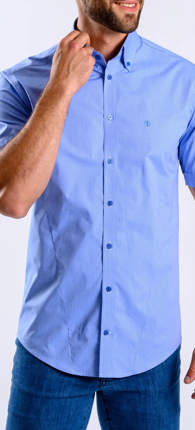Alain Delon camicia manica corta extra slim blu