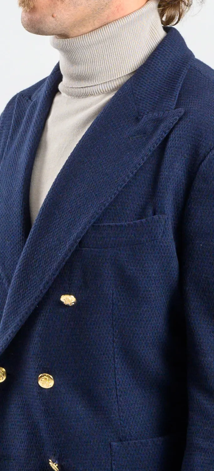 Alain Delon blazer club blu doppiopetto bottoni oro