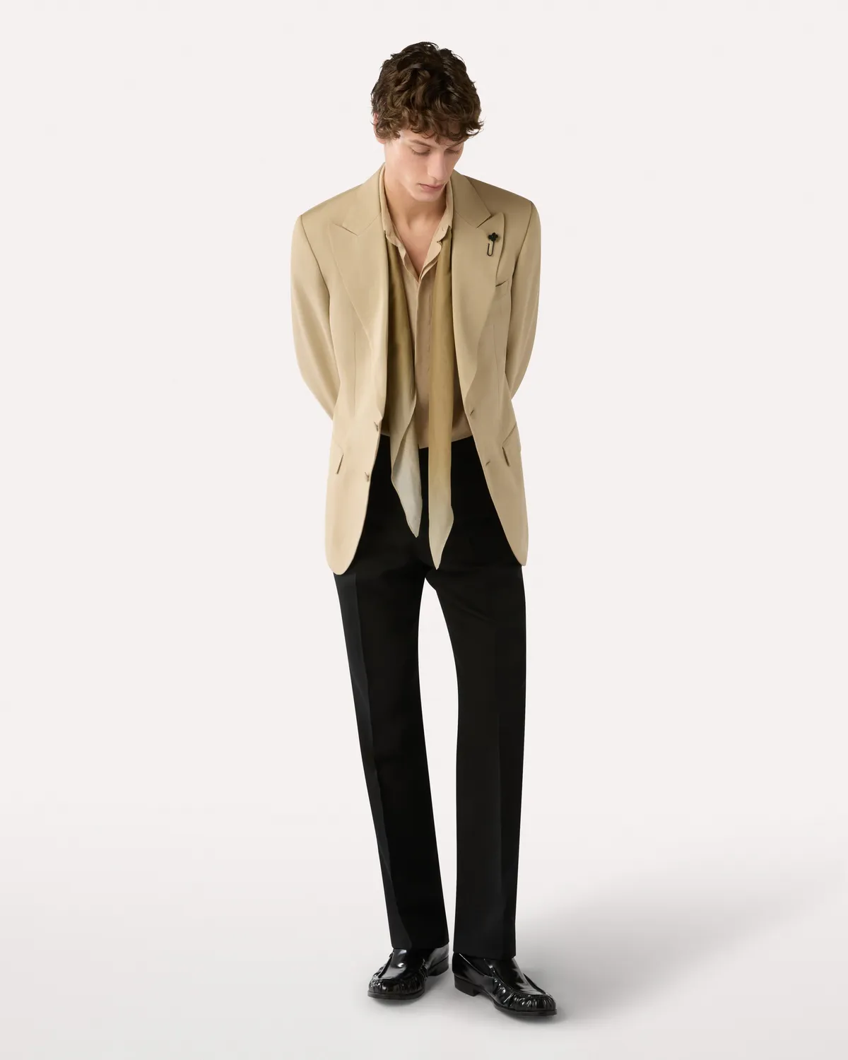 Lardini Attitude giacca monopetto cammello EcoVero