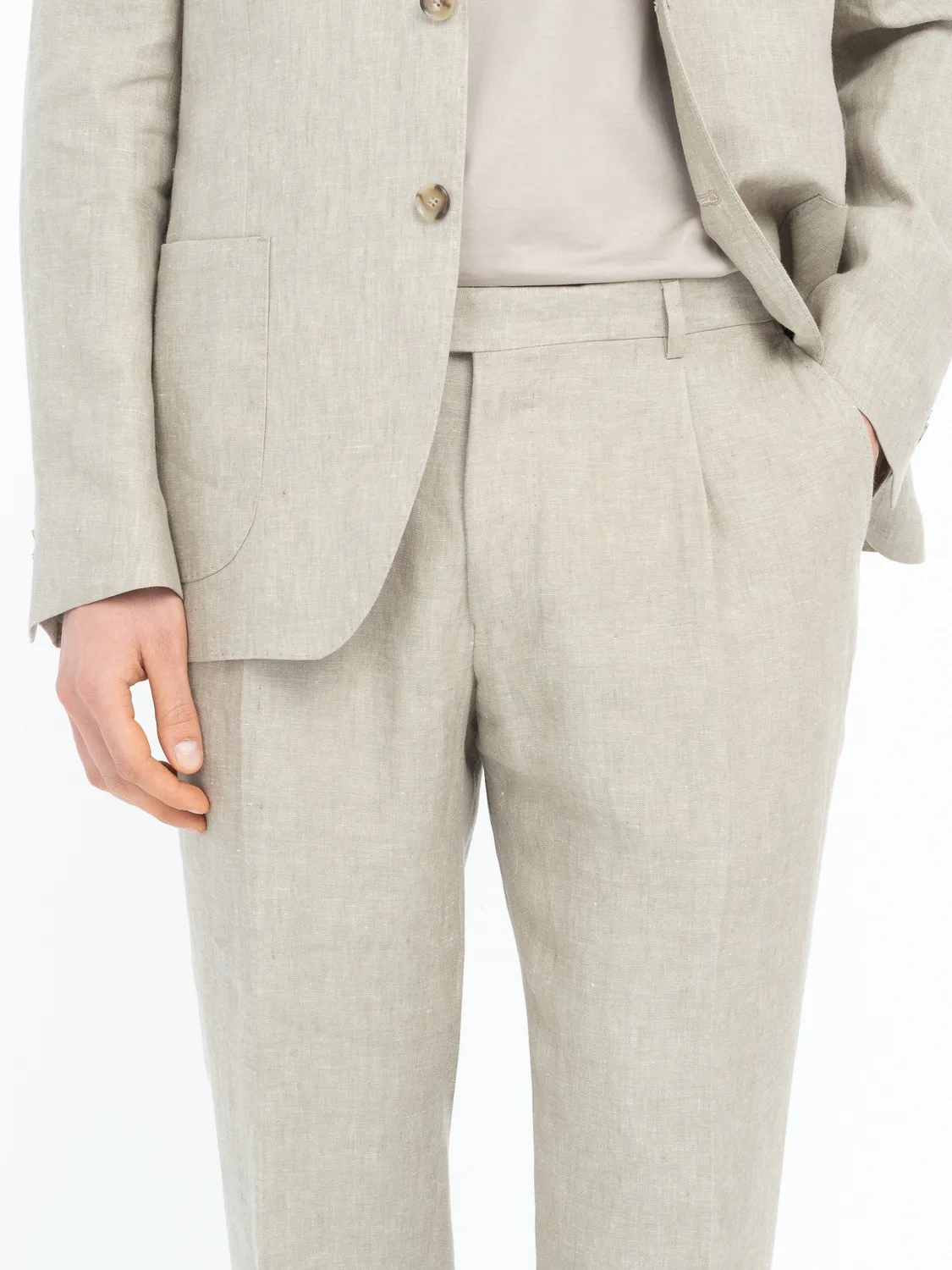 Paoloni abito sfoderato lino beige 2 bottoni