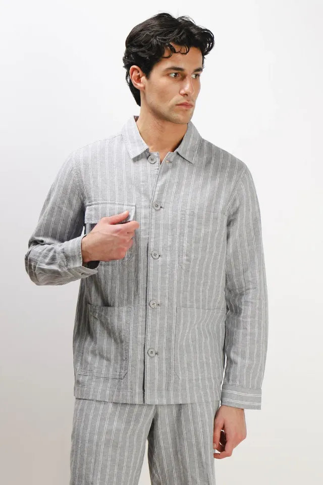 Sonny Bono Misto Lino F overshirt grigio traspirante
