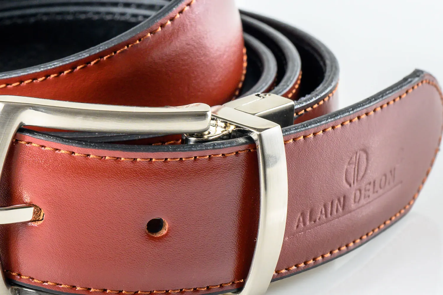 Alain Delon cintura pelle reversibile 110 cm doppia