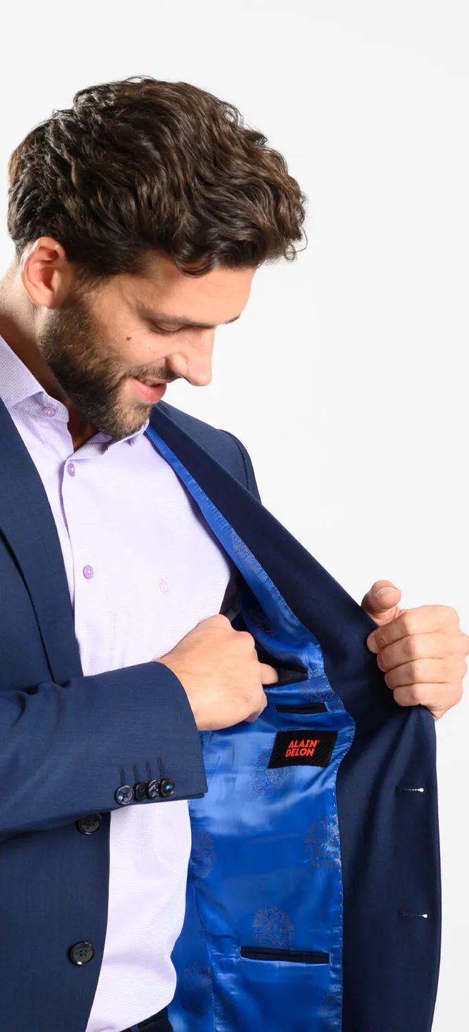 Alain Delon abito blu slim fit uomo XL elasticizzato