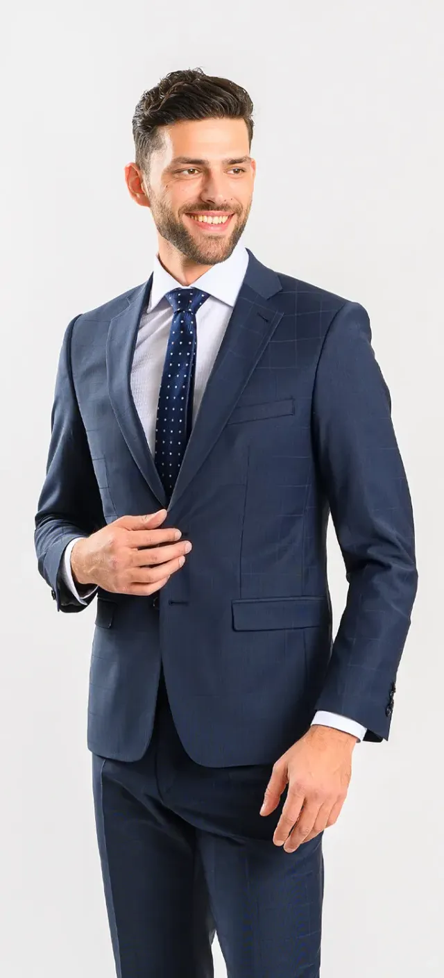 Alain Delon Abito Slim Fit Blu Quadri elasticizzato