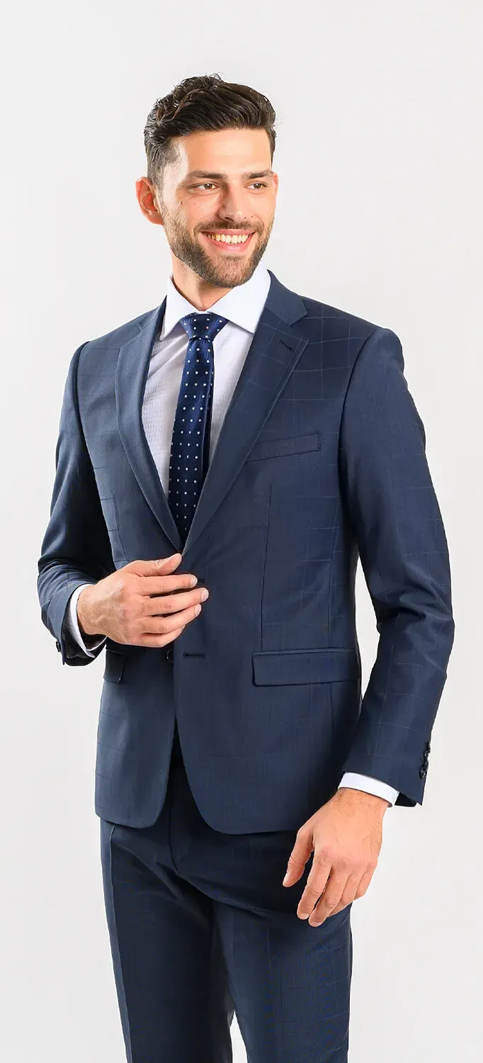 Alain Delon Abito Slim Fit Blu Quadri elasticizzato
