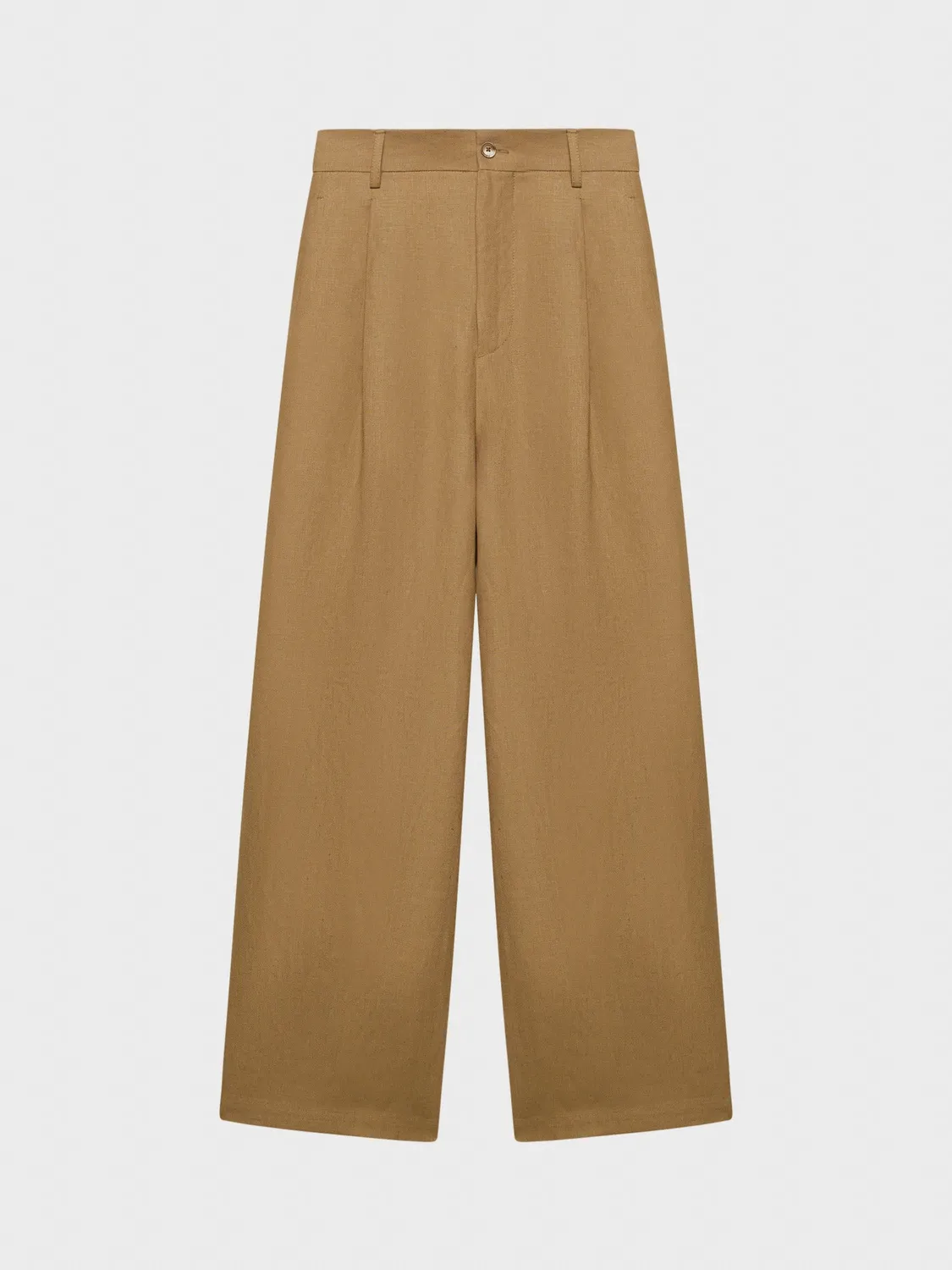 Caruso Norma pantalone ampio lino irlandese cammello