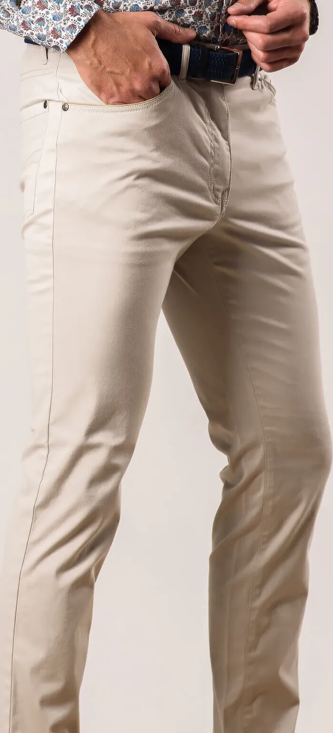 Alain Delon jeans beige slim fit cotone elasticizzato Setex