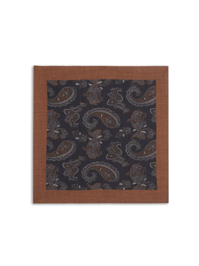 Caruso Pochette Lana Paisley Grigio Uomo