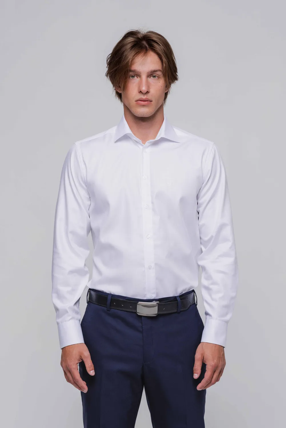 Alain Delon camicia bianca classic fit spina di pesce