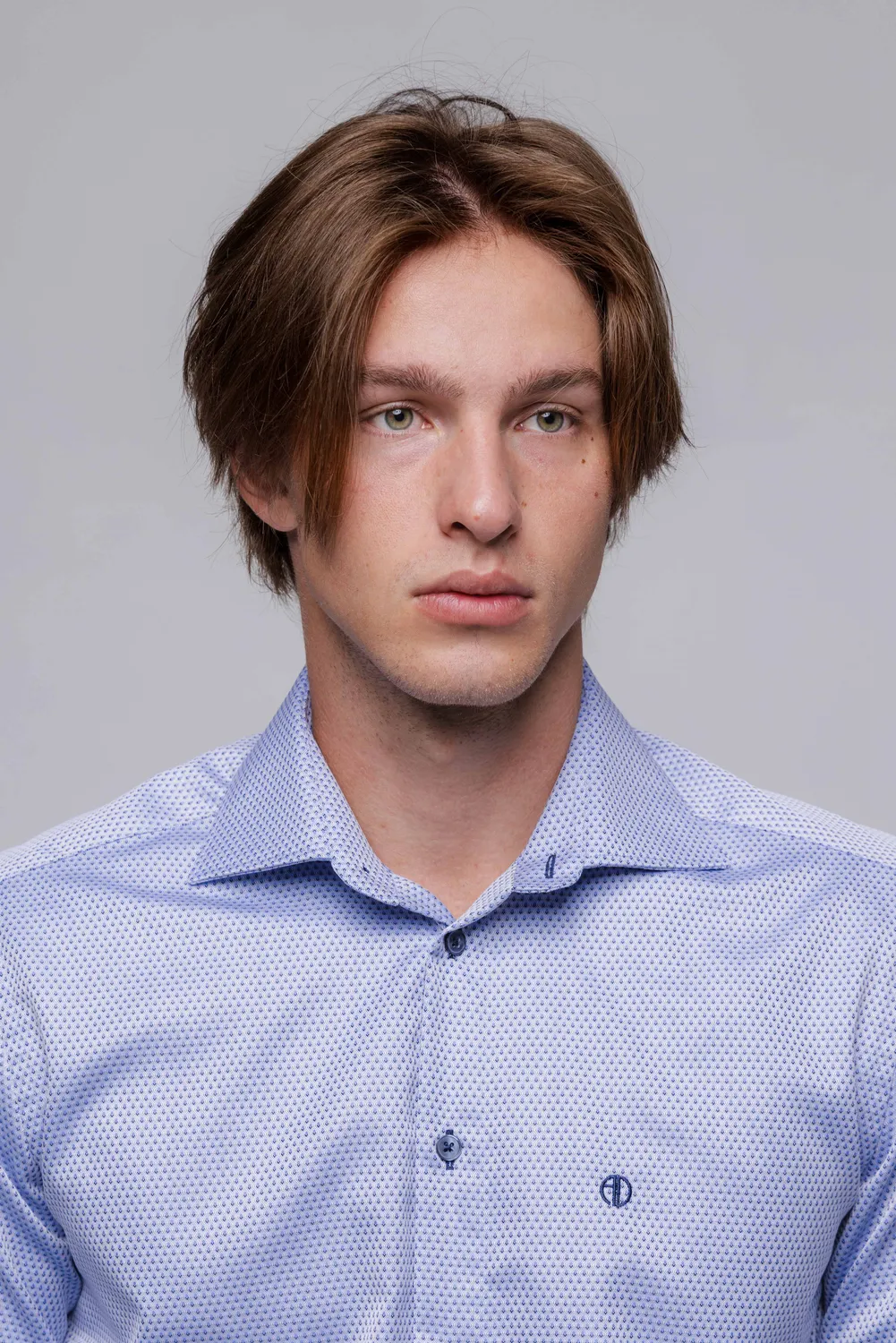 Alain Delon camicia Classic Fit blu rombi cotone